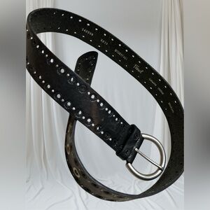 Fossil Genuine Leather Floral Silver Studded Belt Sz M 39’